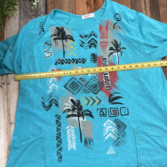 Turquoise Graphic Jess & Jane 1X Women's Top - Picture 4 of 5